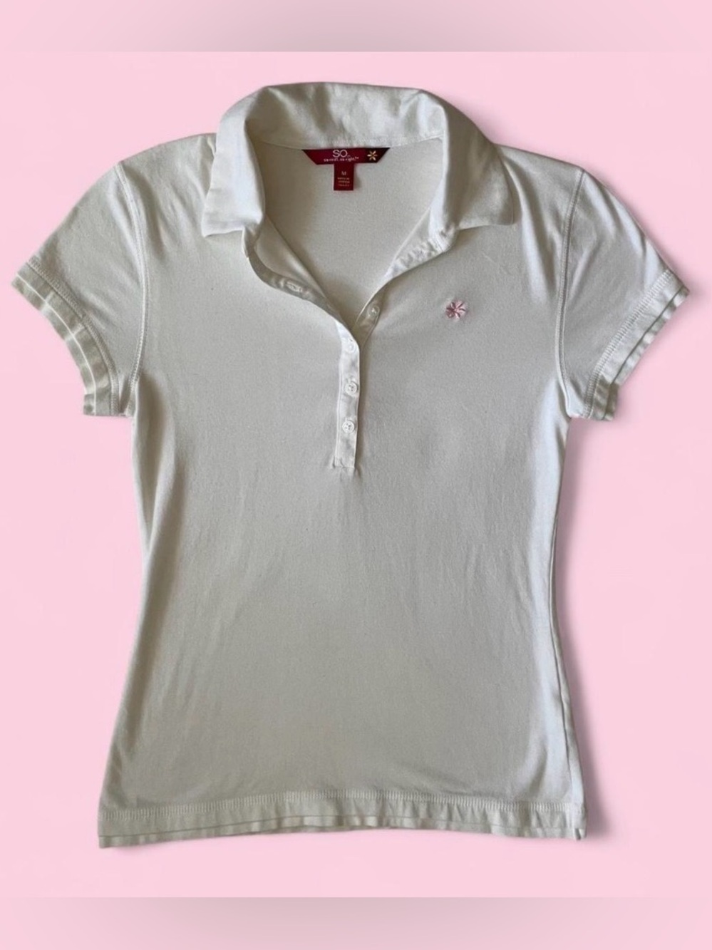 Y2K SO white preppy polo sz M